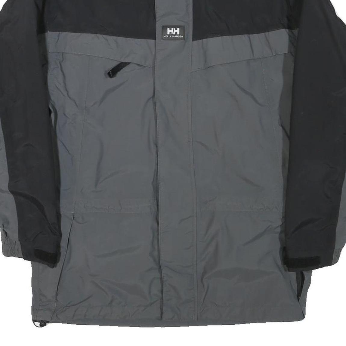 HELLY HANSEN Mens Black & Grey Outdoor Jacket XS Polyester Blend Plain Zip