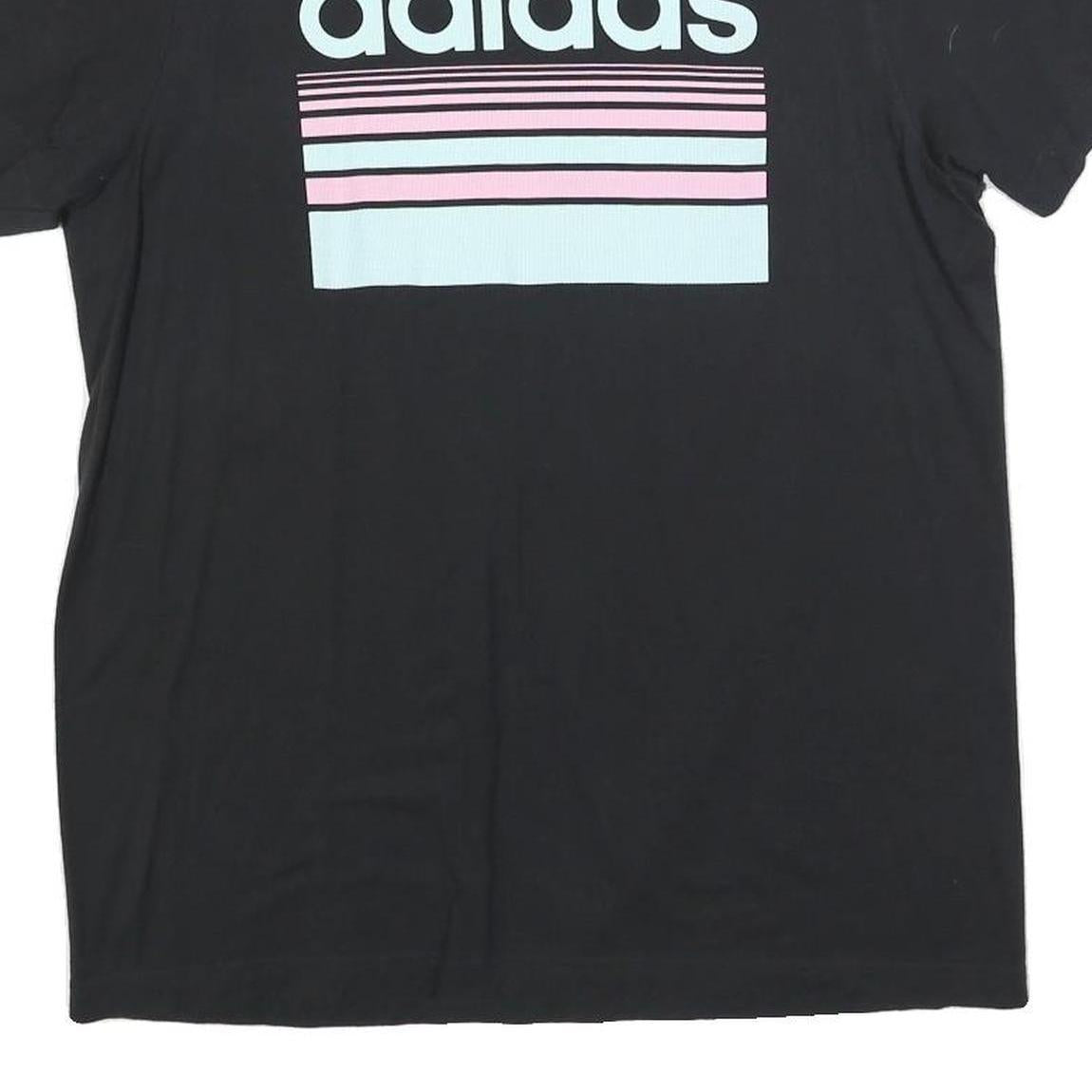 ADIDAS Mens Black Graphic T-Shirt M Short Sleeve Crew Neck Cotton Blend