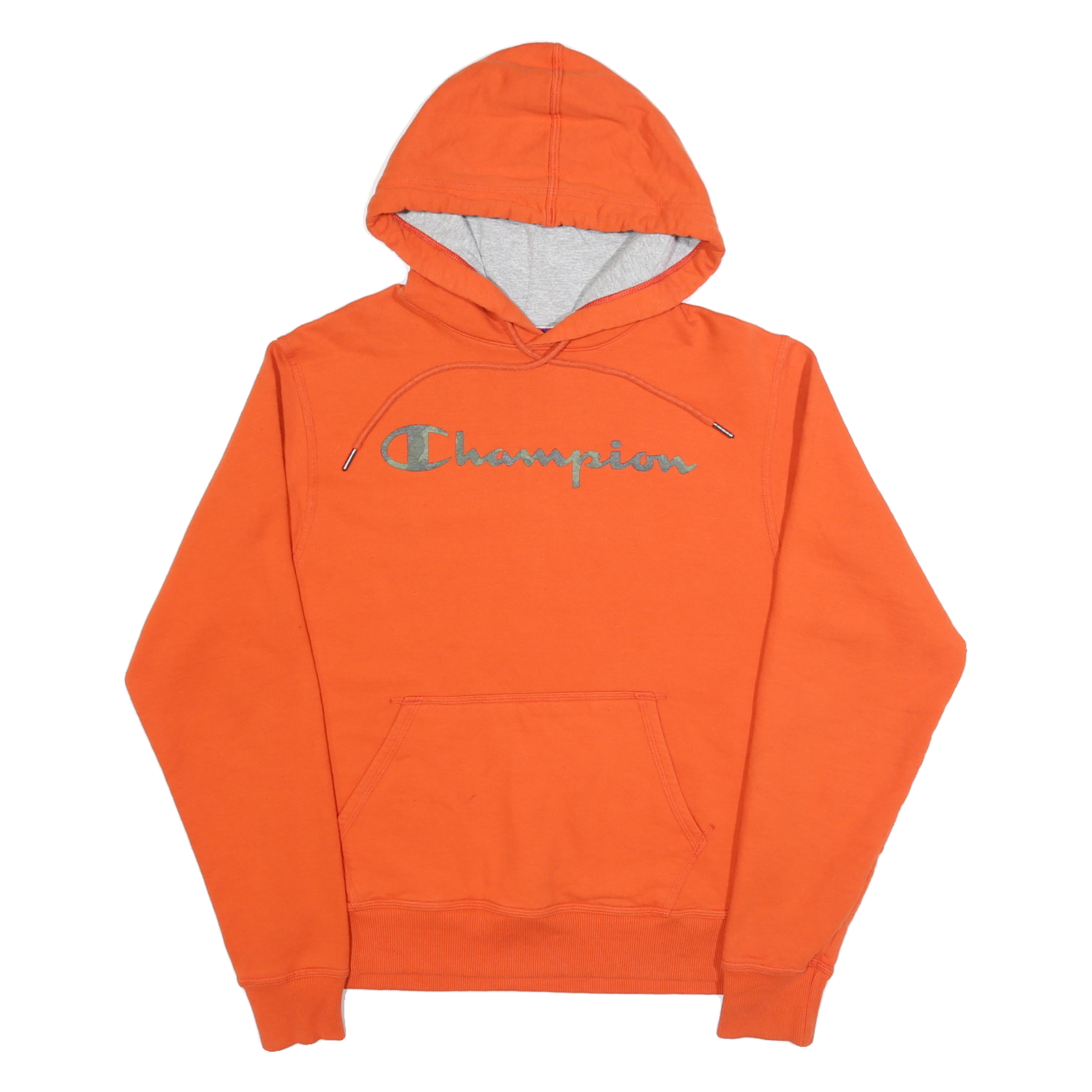 CHAMPION Mens Orange Pullover Hoodie S Cotton Blend Casual Sportswear