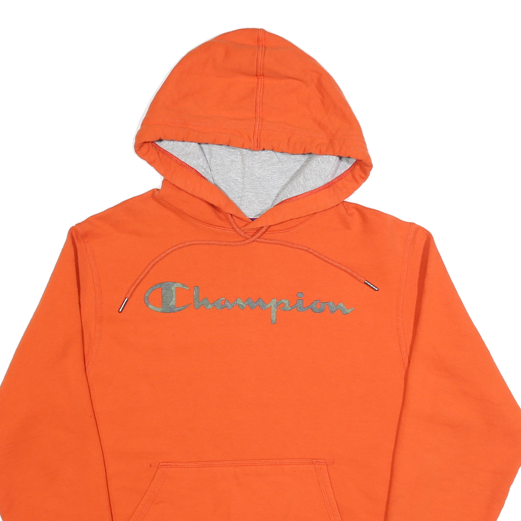 CHAMPION Mens Orange Pullover Hoodie S Cotton Blend Casual Sportswear