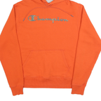 CHAMPION Mens Orange Pullover Hoodie S Cotton Blend Casual Sportswear