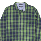 NAUTICA Mens Blue & Green Check Shirt L Classic Fit Button Down Cotton Blend