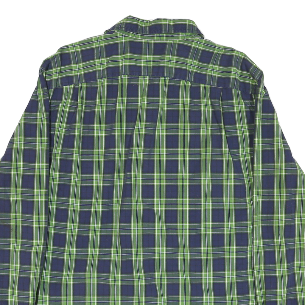 NAUTICA Mens Blue & Green Check Shirt L Classic Fit Button Down Cotton Blend