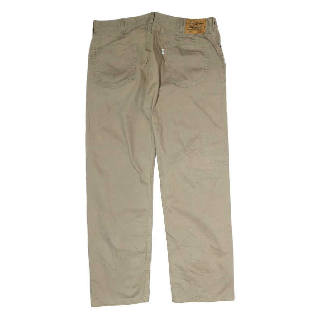 LEVI'S Mens Cotton Beige Regular Straight Trousers W40 L32 Classic Casual Zip