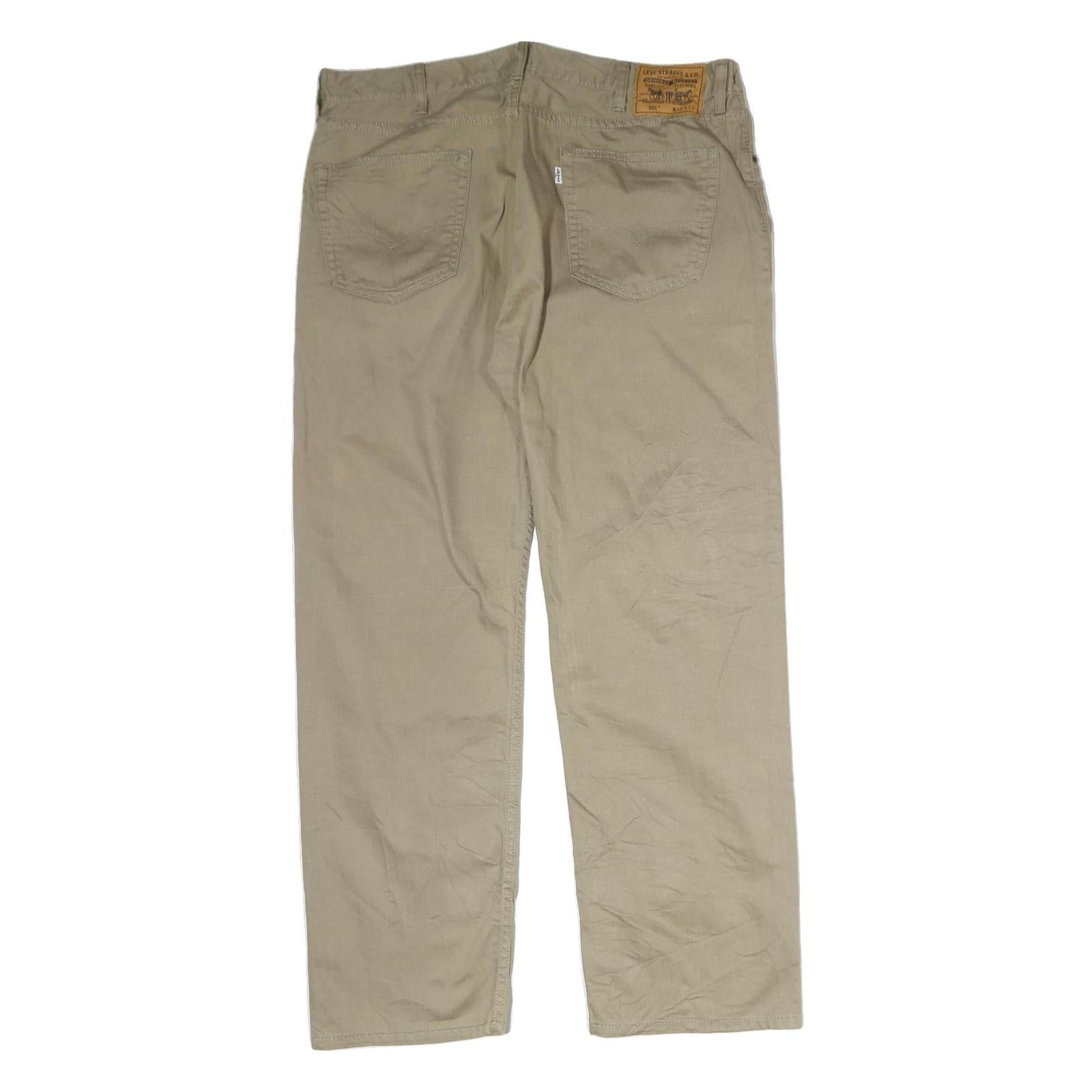 LEVI'S Mens Cotton Beige Regular Straight Trousers W40 L32 Classic Casual Zip