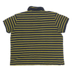 TOMMY HILFIGER Womens Navy & Yellow Striped Short Sleeve Polo Shirt XL Zip