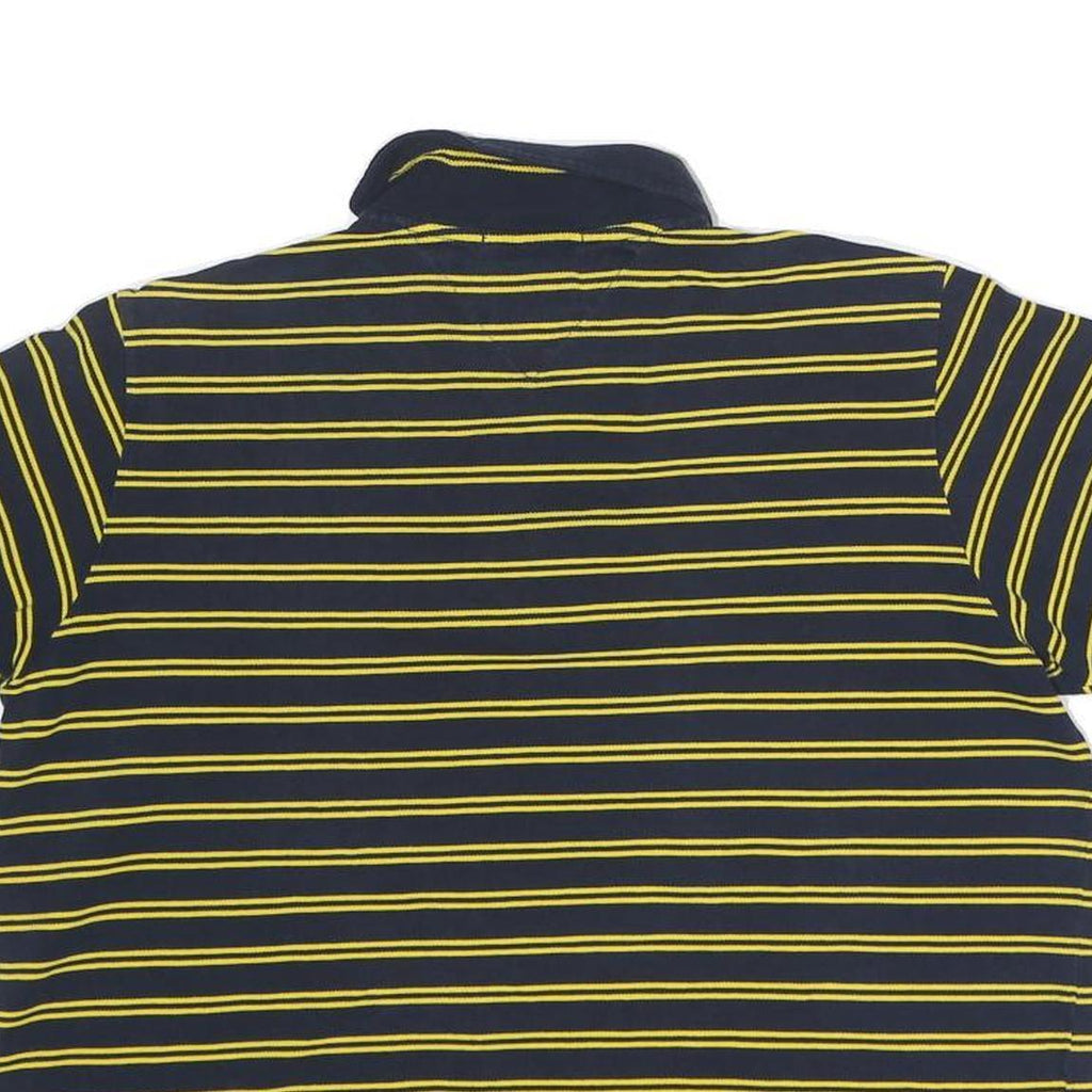 TOMMY HILFIGER Womens Navy & Yellow Striped Short Sleeve Polo Shirt XL Zip