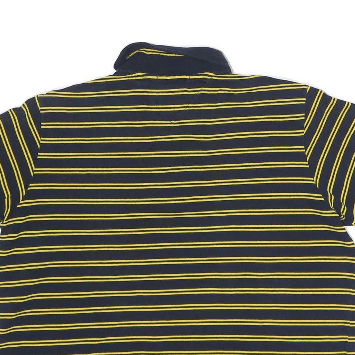 TOMMY HILFIGER Womens Navy & Yellow Striped Short Sleeve Polo Shirt XL Zip