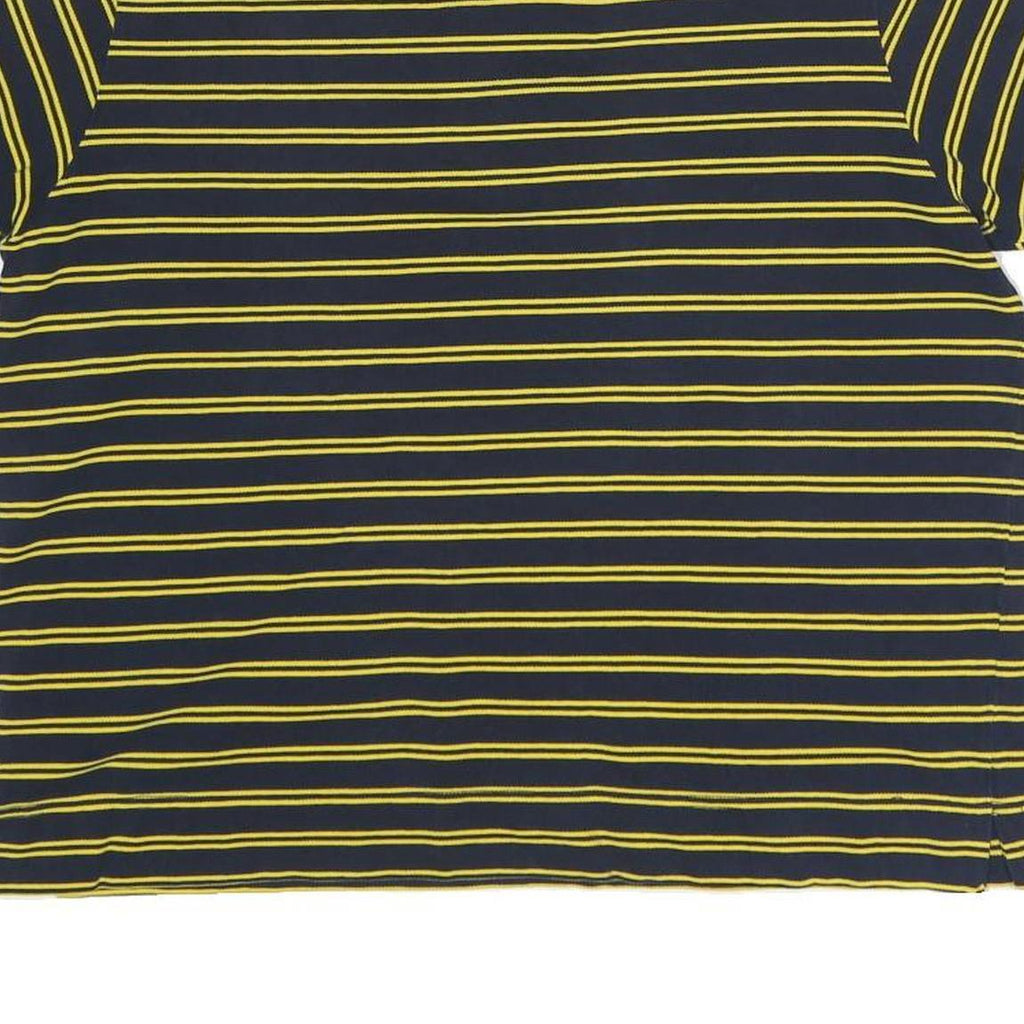 TOMMY HILFIGER Womens Navy & Yellow Striped Short Sleeve Polo Shirt XL Zip