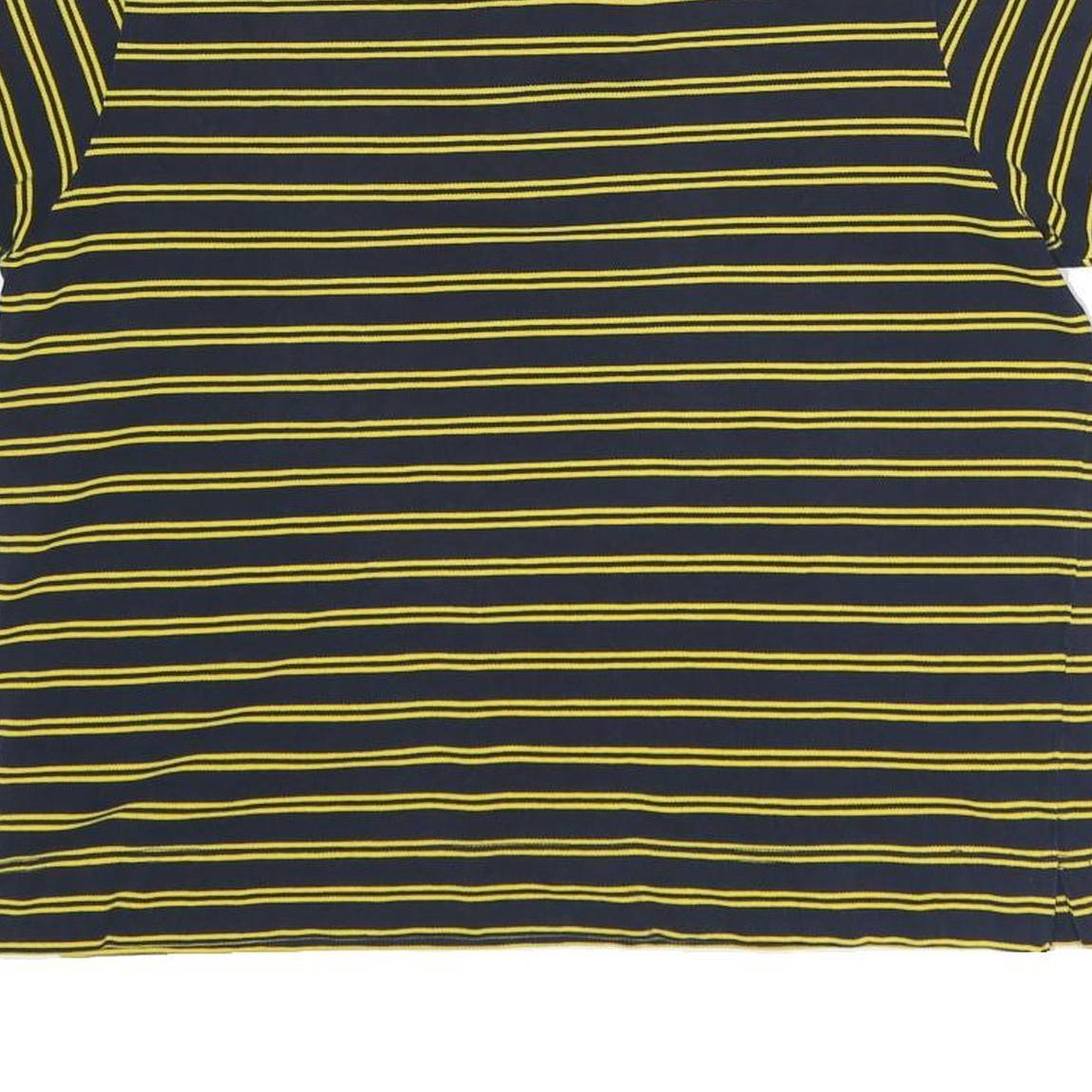 TOMMY HILFIGER Womens Navy & Yellow Striped Short Sleeve Polo Shirt XL Zip