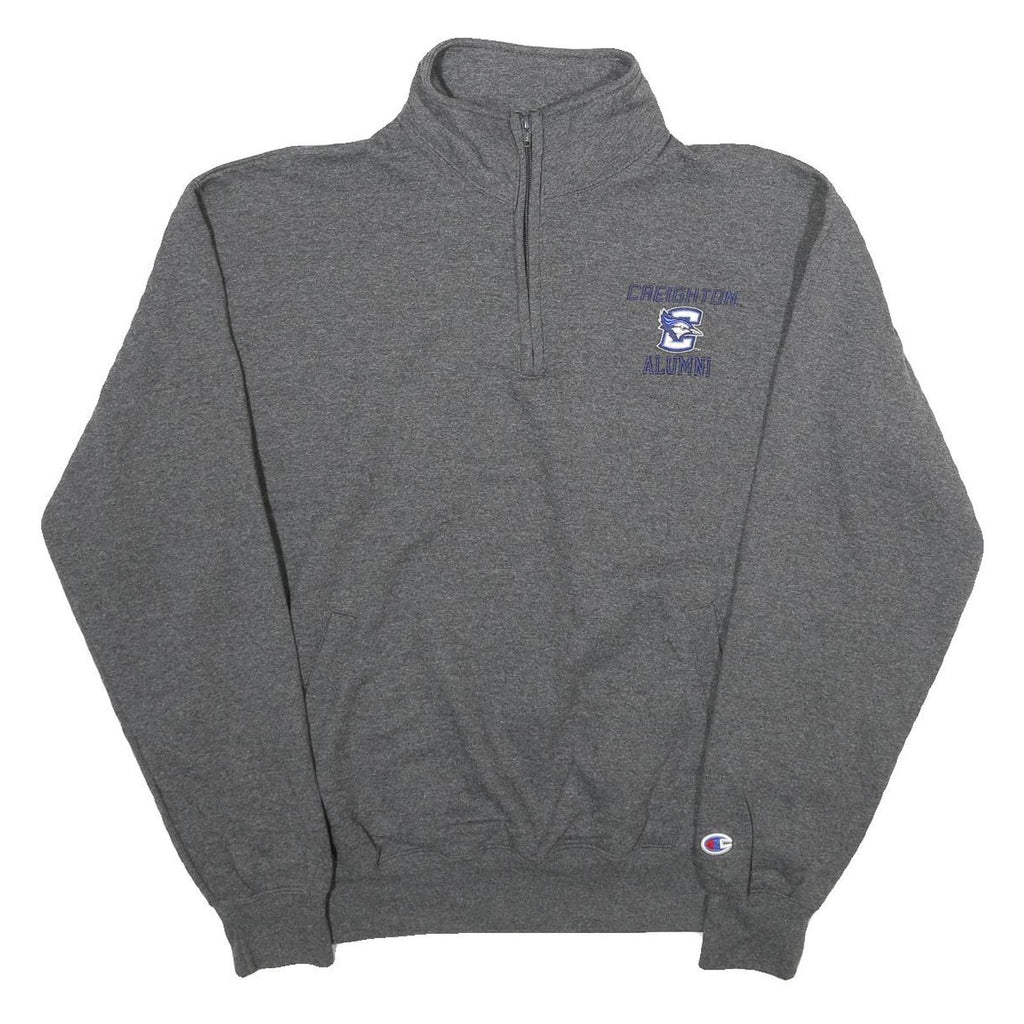 CHAMPION Mens Grey Creighton Alumni Quarter Zip Sweatshirt L Cotton Blend