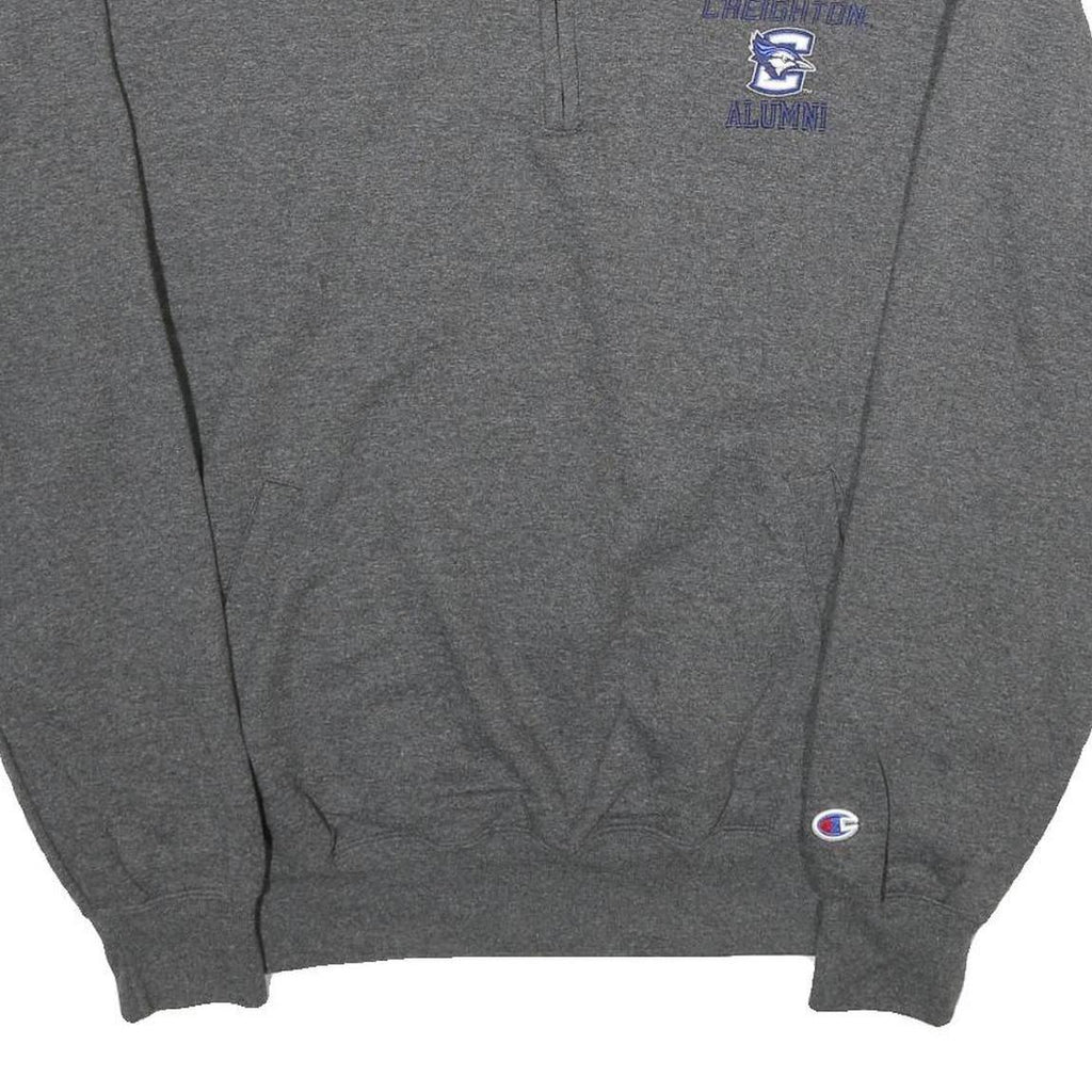 CHAMPION Mens Grey Creighton Alumni Quarter Zip Sweatshirt L Cotton Blend