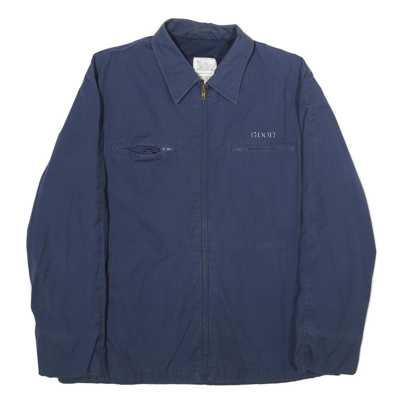 VANDERBILT SHIRT CO Mens Blue Cotton Blend Zip Jacket L Good Condition Casual