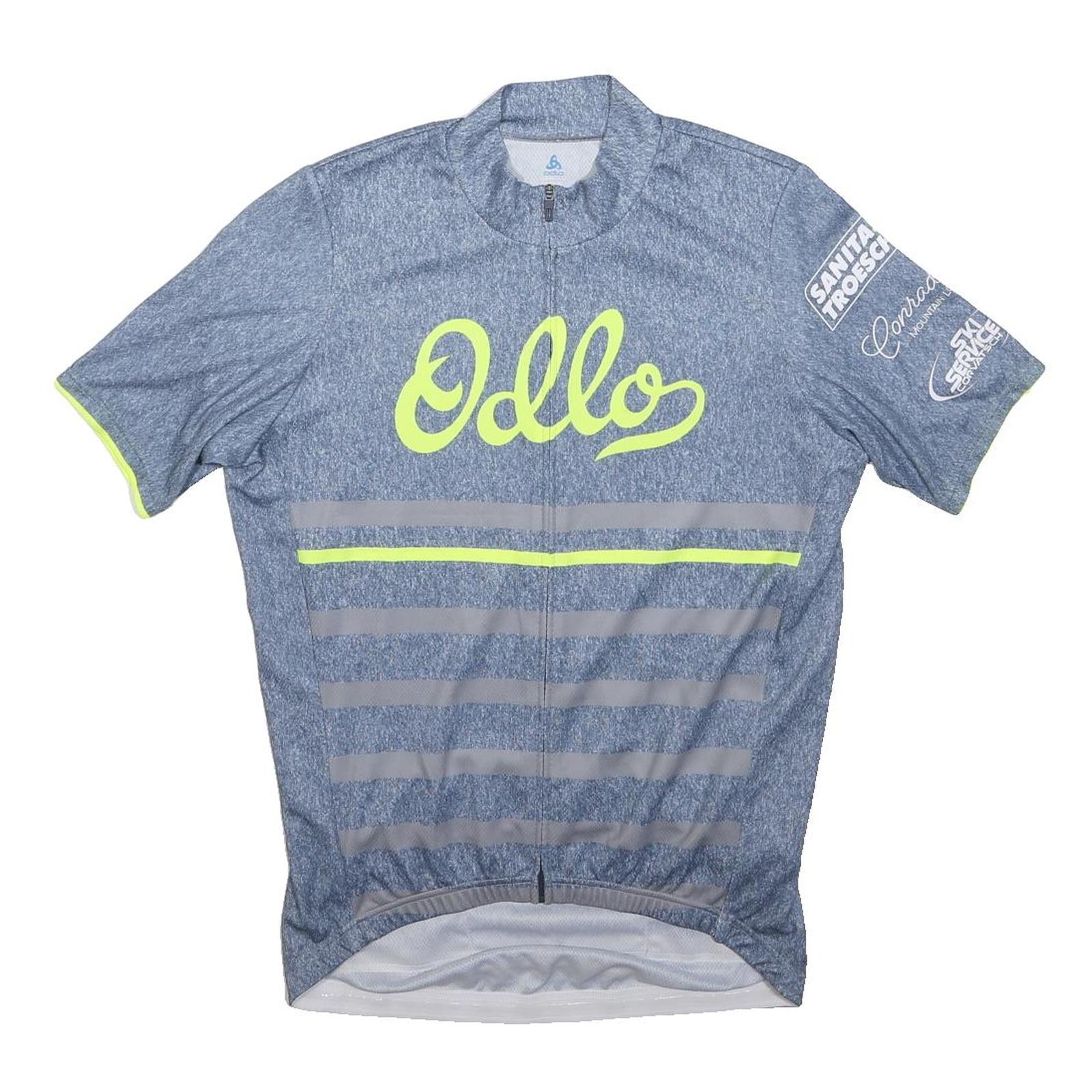 ODLO Womens Blue Cycling T-Shirt M Short Sleeve Crew Neck Reflective Stripes