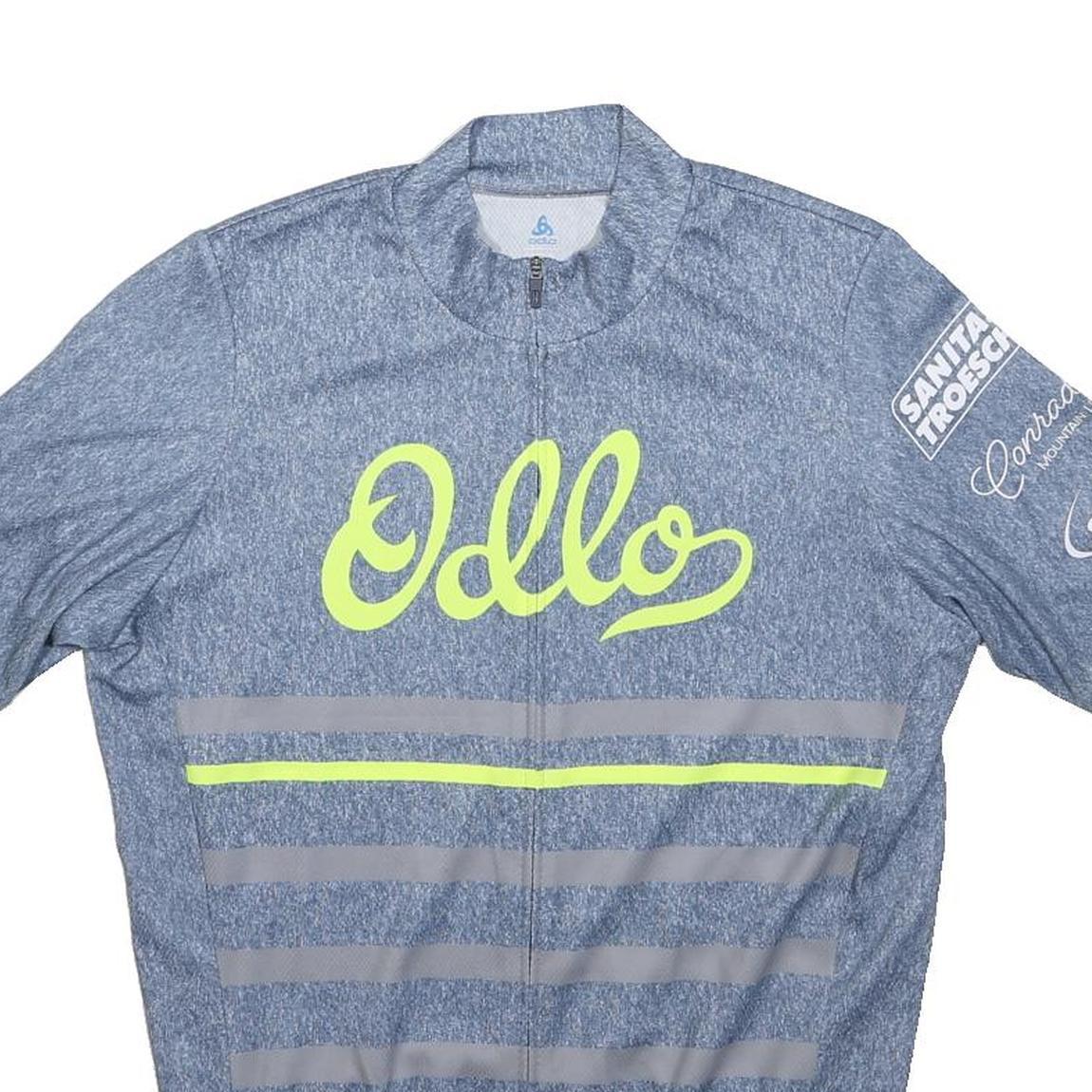 ODLO Womens Blue Cycling T-Shirt M Short Sleeve Crew Neck Reflective Stripes