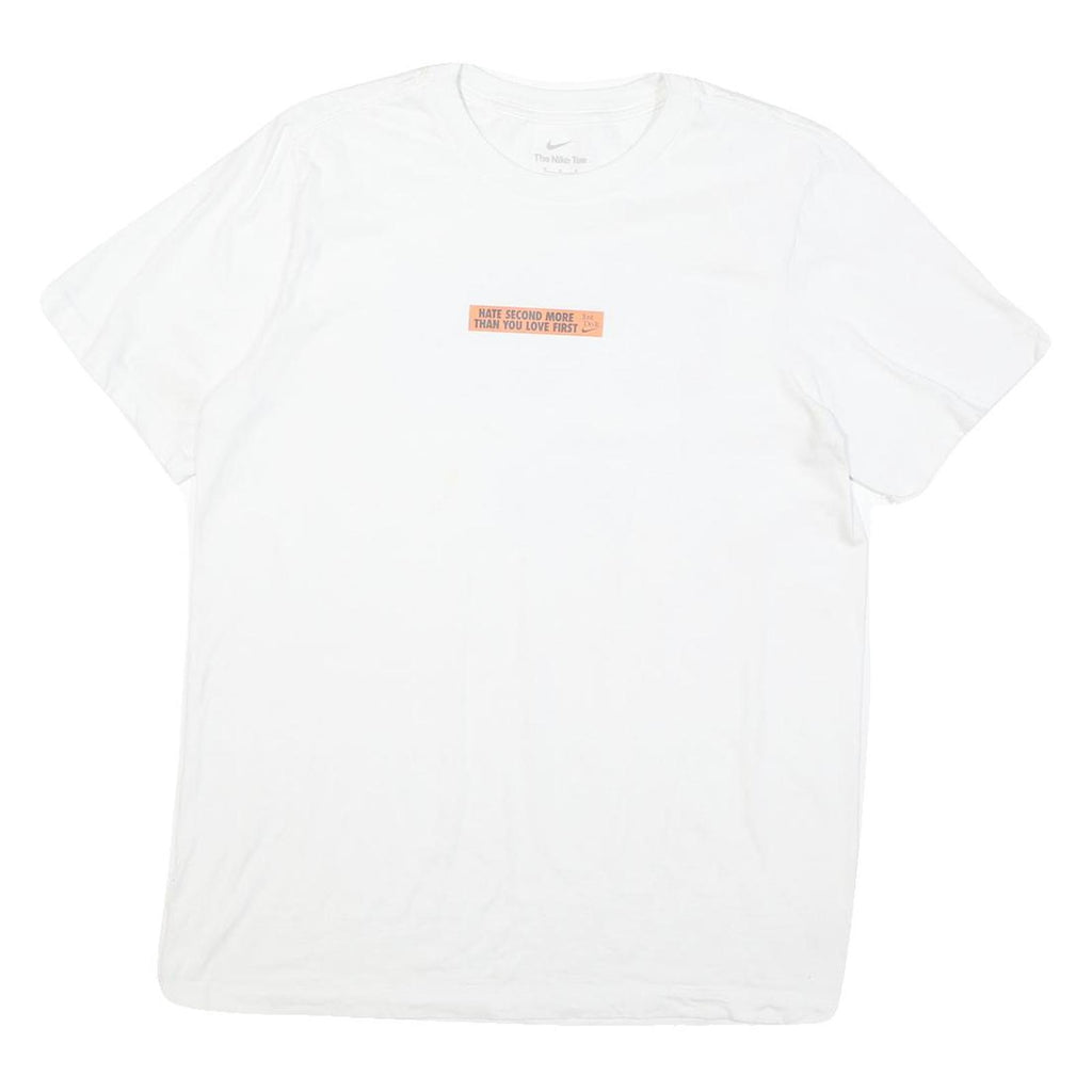 NIKE Mens White Cotton Blend Graphic T-Shirt M Short Sleeve Crew Neck