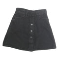 Womens Black Button Front A-Line Short Cotton Skirt Size M Casual Pockets