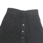 Womens Black Button Front A-Line Short Cotton Skirt Size M Casual Pockets