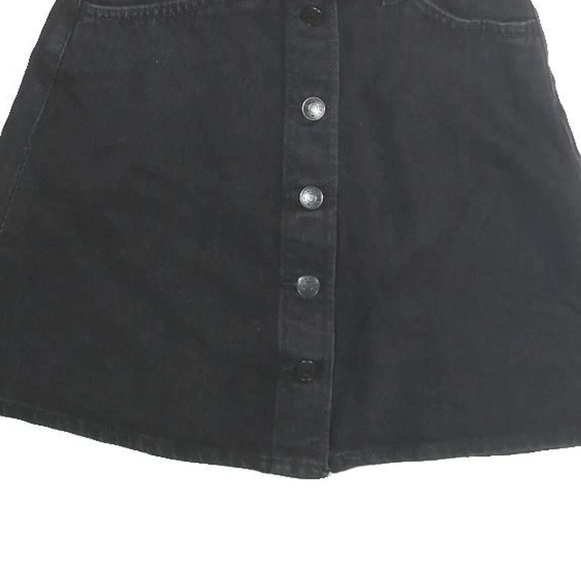 Womens Black Button Front A-Line Short Cotton Skirt Size M Casual Pockets