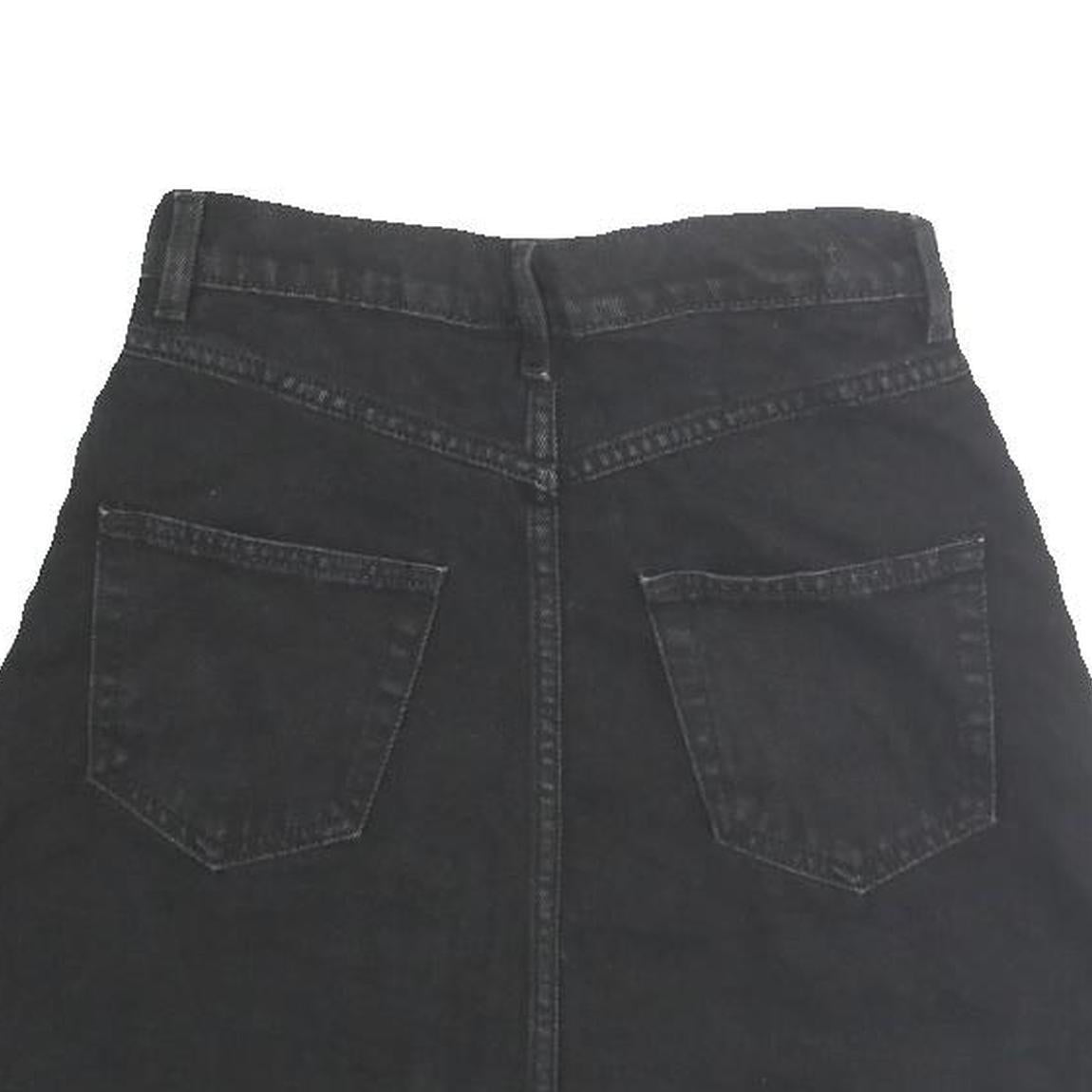 Womens Black Button Front A-Line Short Cotton Skirt Size M Casual Pockets