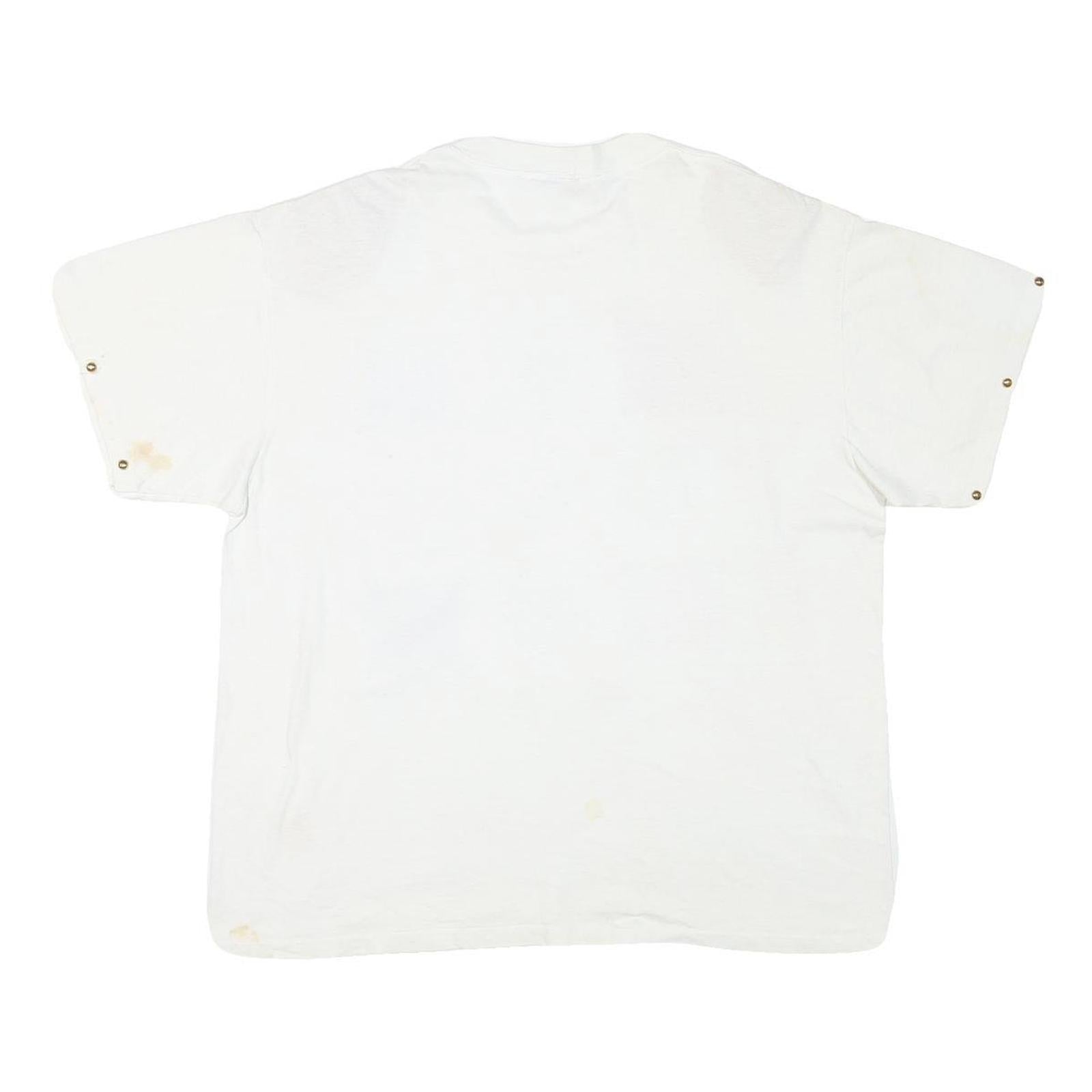 Womens White Cotton Blend Graphic T-Shirt L Short Sleeve Crew Neck Nautical