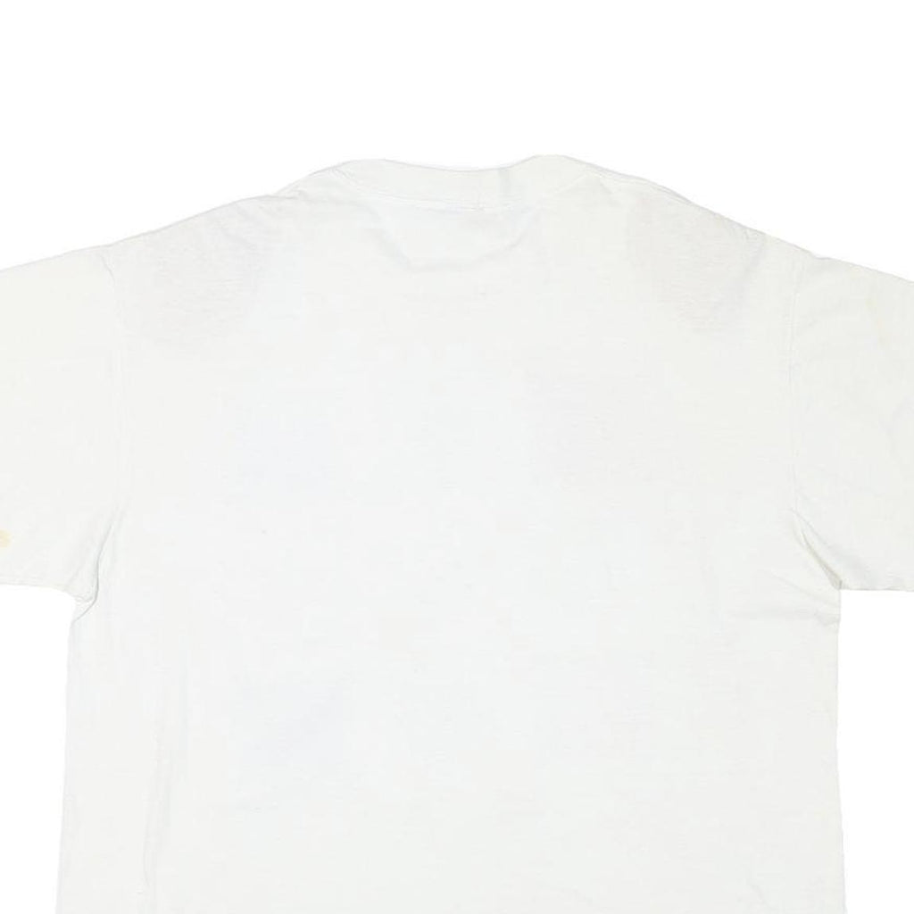 Womens White Cotton Blend Graphic T-Shirt L Short Sleeve Crew Neck Nautical