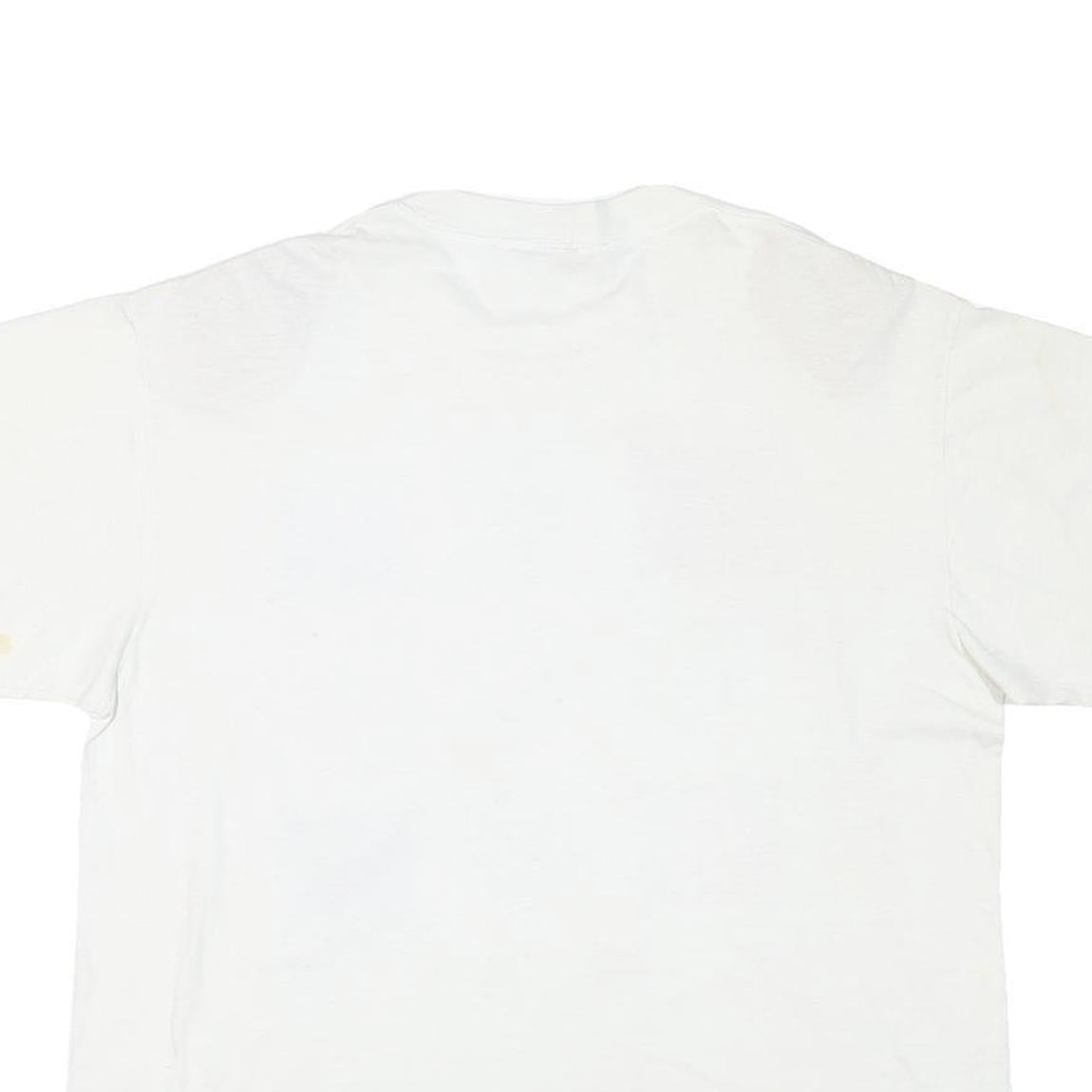 Womens White Cotton Blend Graphic T-Shirt L Short Sleeve Crew Neck Nautical