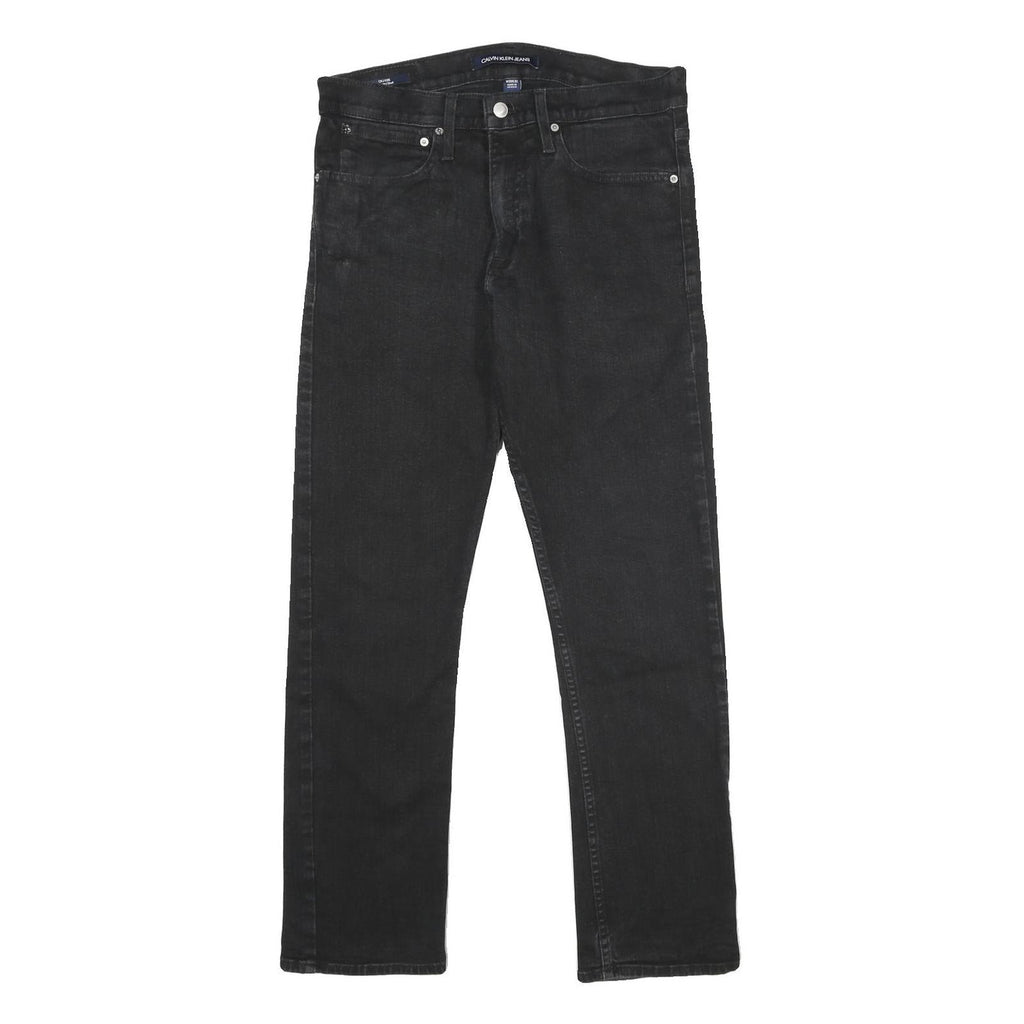 CALVIN KLEIN JEANS Mens Black Regular Fit Straight Denim W31 L32 Zip Cotton