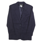 SAG HARBOR Womens Navy Blue Wool Button Jacket S Woven Classic Tailored Blazer