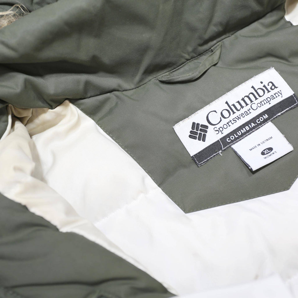 COLUMBIA Womens Green Zip Hooded Nylon Jacket XL Outdoor Winter Coat Parka Warm