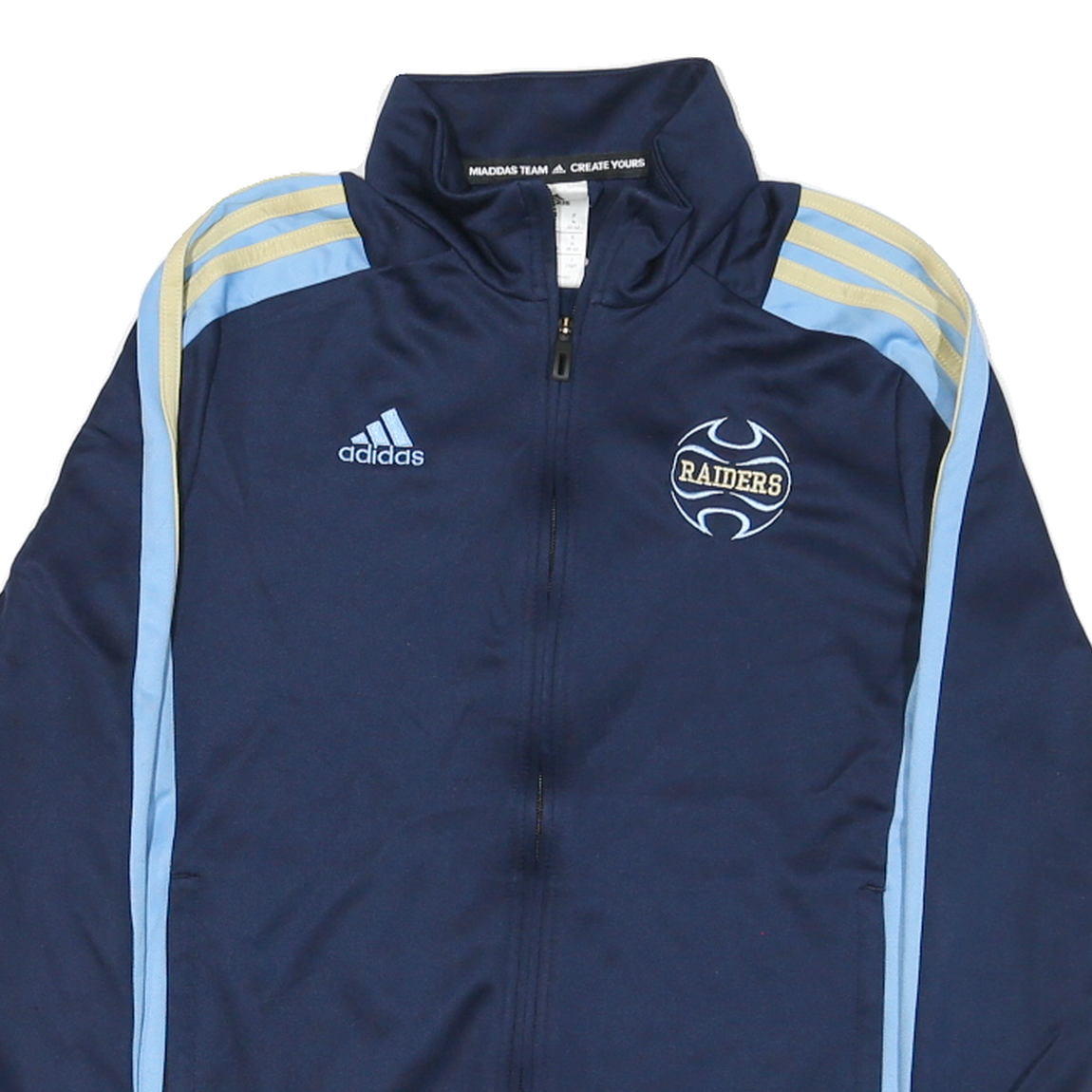 ADIDAS Womens Navy Blue & Light Blue Raiders Track Jacket M Polyester Blend Zip