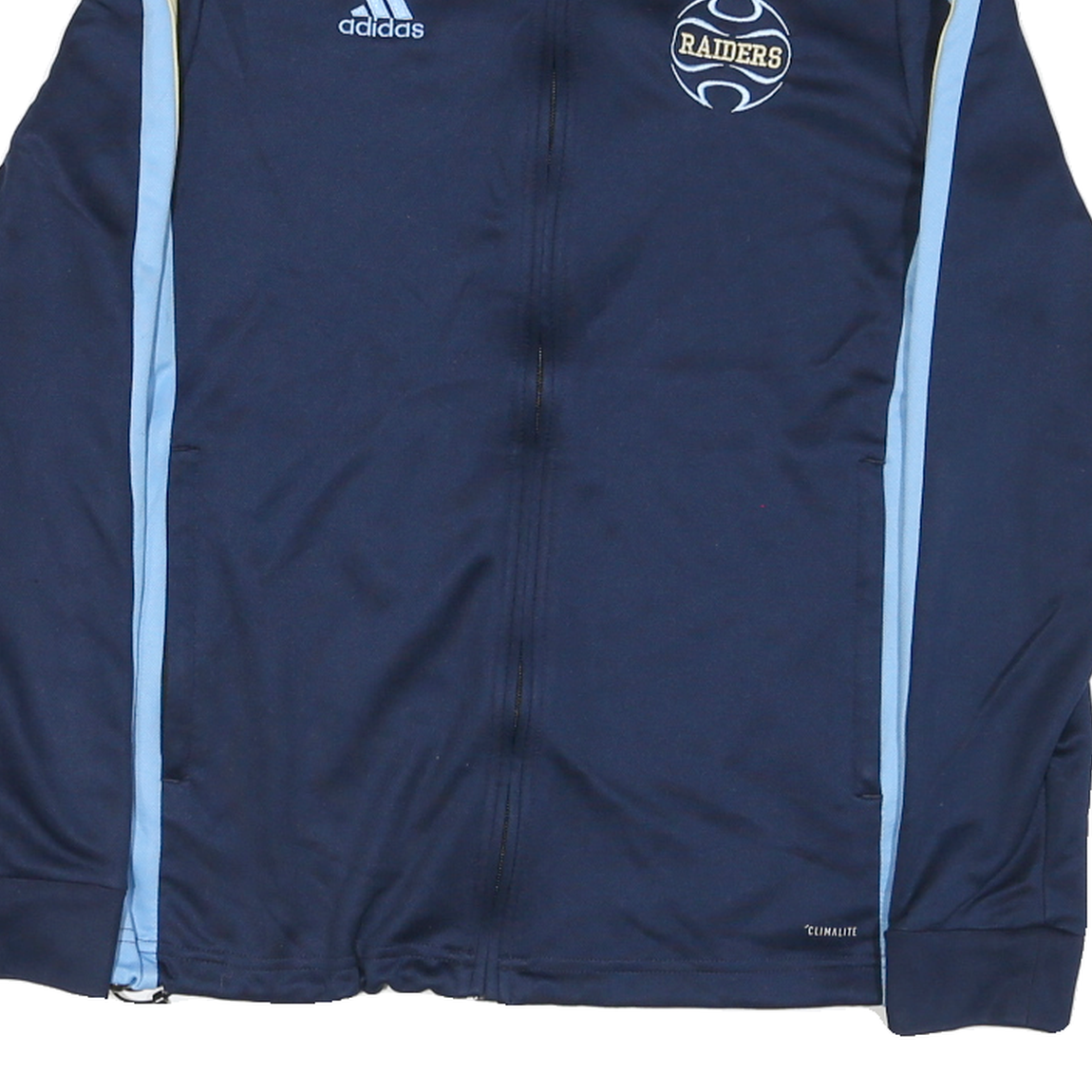ADIDAS Womens Navy Blue & Light Blue Raiders Track Jacket M Polyester Blend Zip