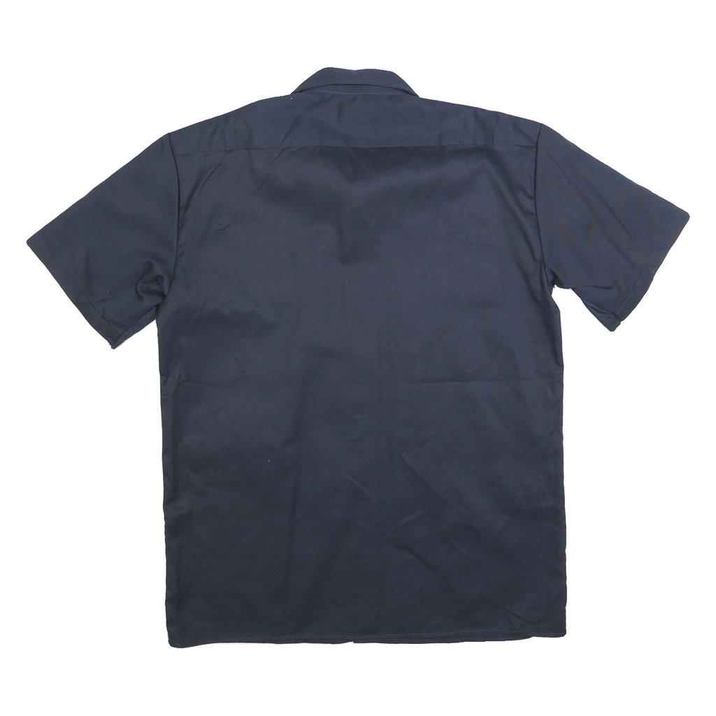 DICKIES Mens Navy Blue Workwear Shirt M Cotton Blend Button Front