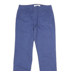 TOMMY HILFIGER Womens Cotton Blue Regular Straight Trousers W30 L30 Classic Zip