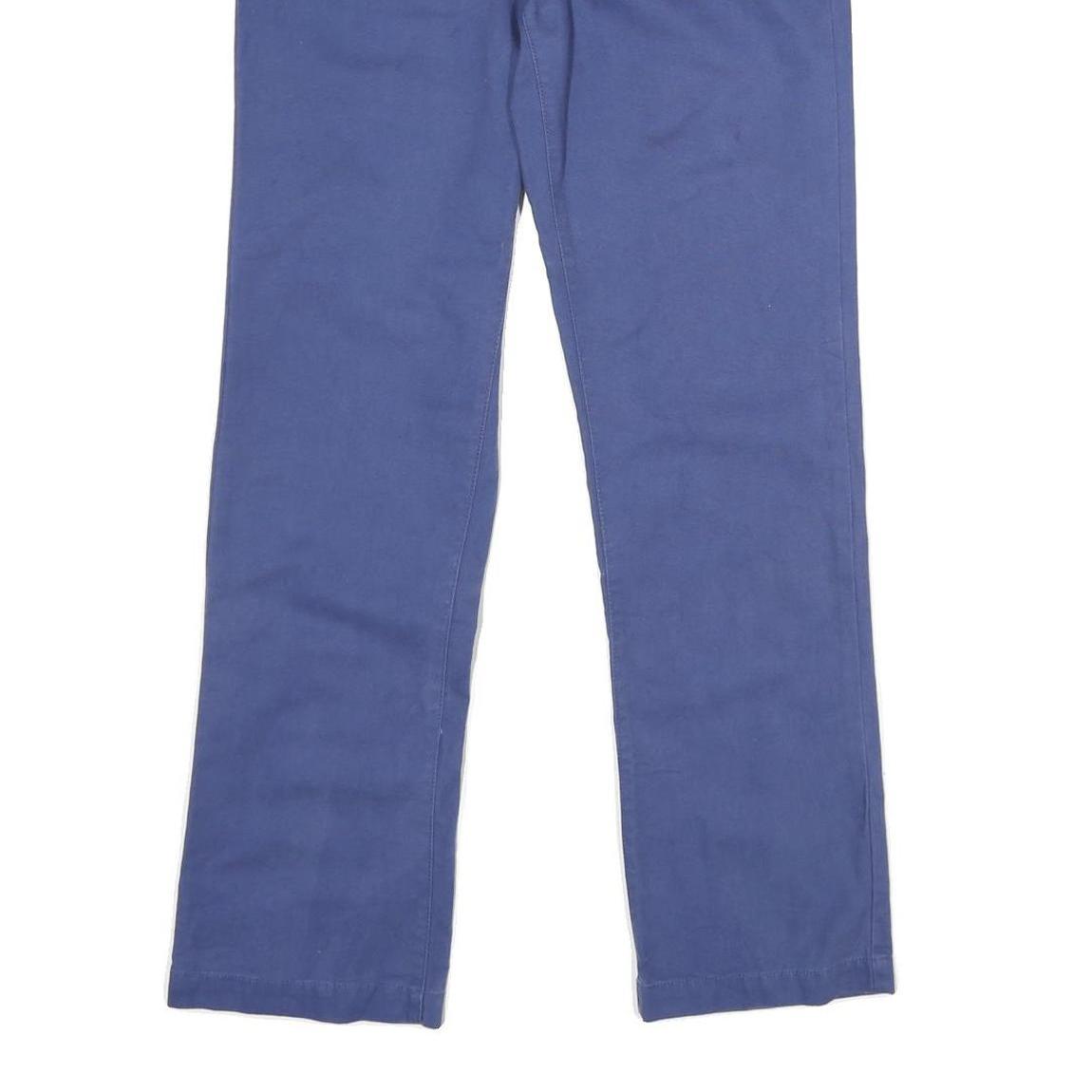 TOMMY HILFIGER Womens Cotton Blue Regular Straight Trousers W30 L30 Classic Zip