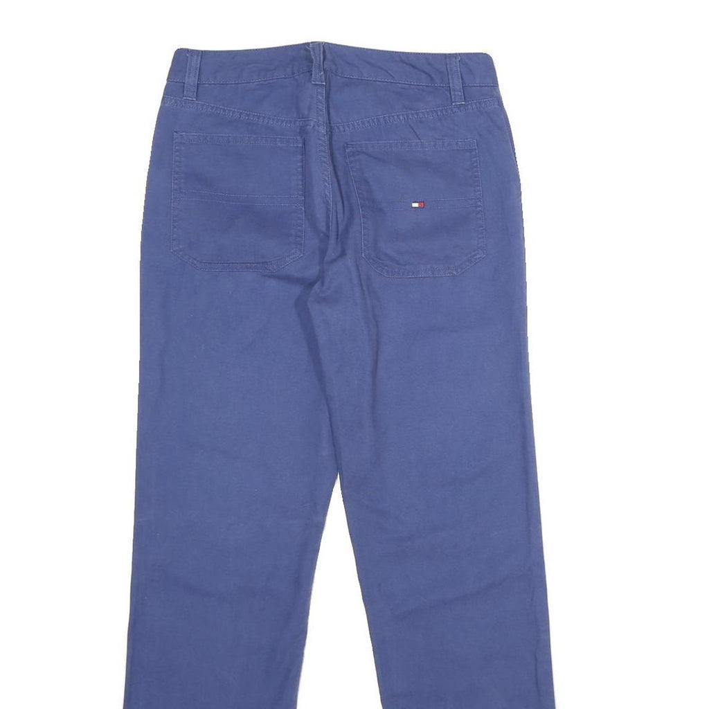 TOMMY HILFIGER Womens Cotton Blue Regular Straight Trousers W30 L30 Classic Zip