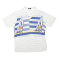 JACK GORDON Mens White & Blue Nautical Sailing Print Cotton Blend Shirt L Casual