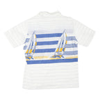 JACK GORDON Mens White & Blue Nautical Sailing Print Cotton Blend Shirt L Casual