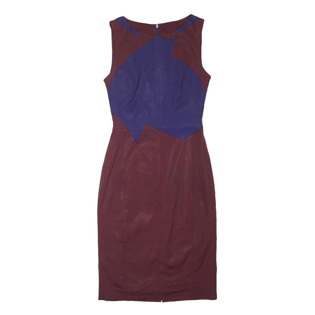 KAREN MILLEN Womens Burgundy & Blue Sleeveless Pencil Acetate Dress S Elegant