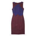 KAREN MILLEN Womens Burgundy & Blue Sleeveless Pencil Acetate Dress S Elegant