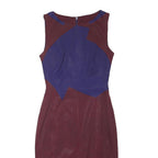 KAREN MILLEN Womens Burgundy & Blue Sleeveless Pencil Acetate Dress S Elegant