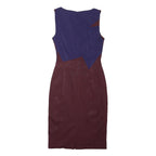 KAREN MILLEN Womens Burgundy & Blue Sleeveless Pencil Acetate Dress S Elegant