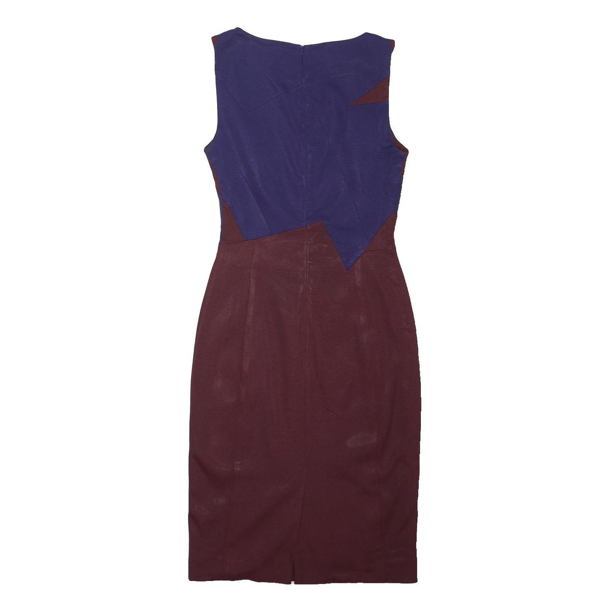 KAREN MILLEN Womens Burgundy & Blue Sleeveless Pencil Acetate Dress S Elegant