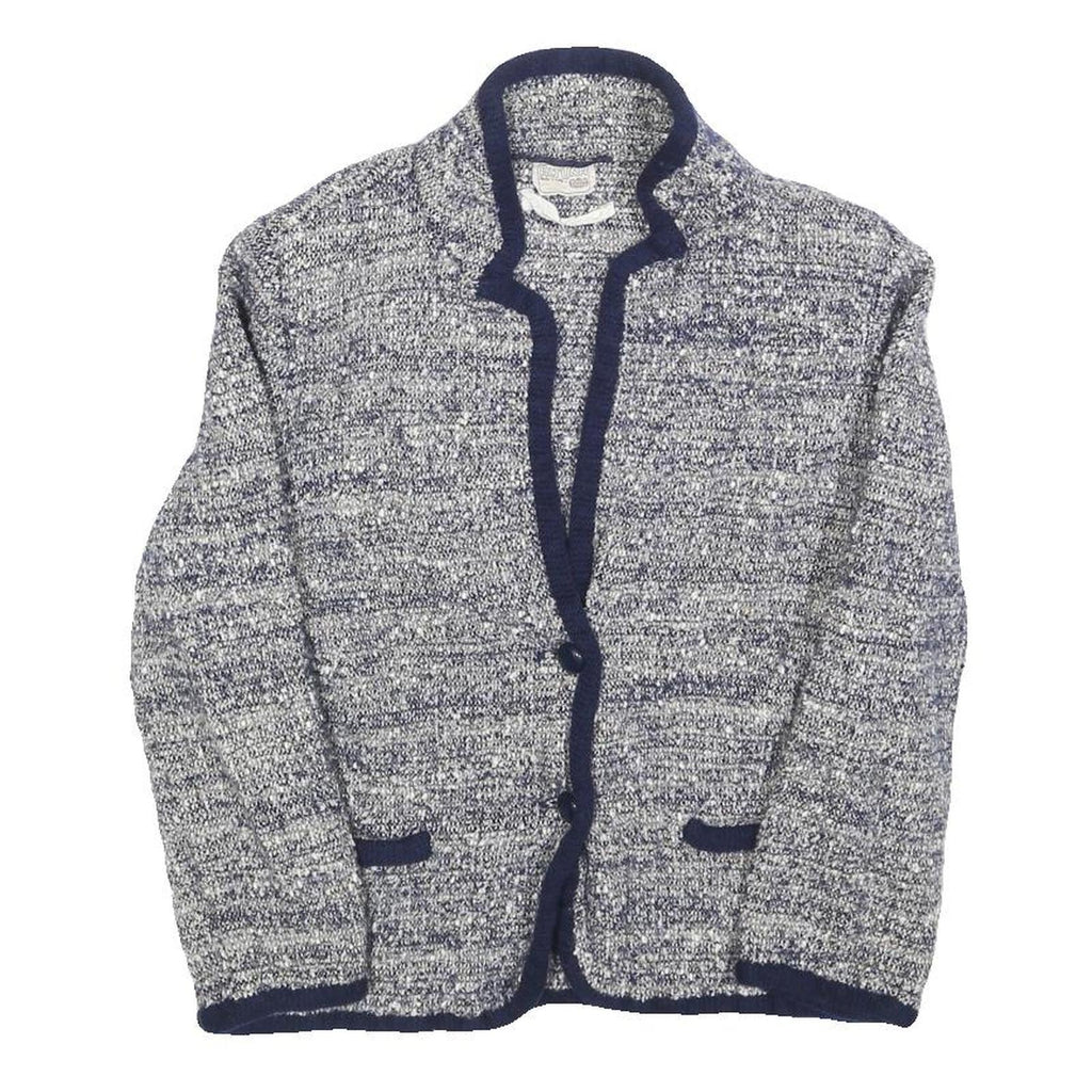 ALTUNA Womens Blue Plain Wool Blend Button Jacket XS Knit Smart Casual