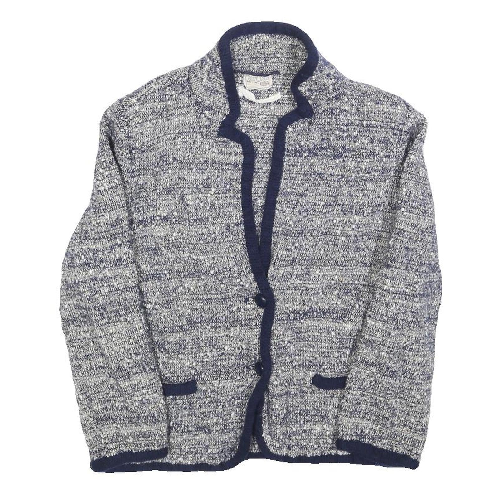 ALTUNA Womens Blue Plain Wool Blend Button Jacket XS Knit Smart Casual