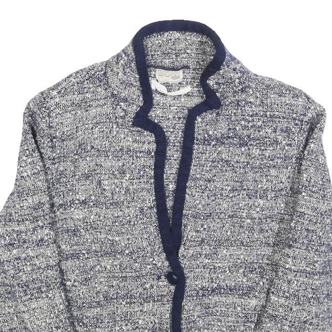 ALTUNA Womens Blue Plain Wool Blend Button Jacket XS Knit Smart Casual