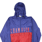 CHAMPION Mens Blue & Red Zip Up Hooded Windbreaker XL Polyester Blend