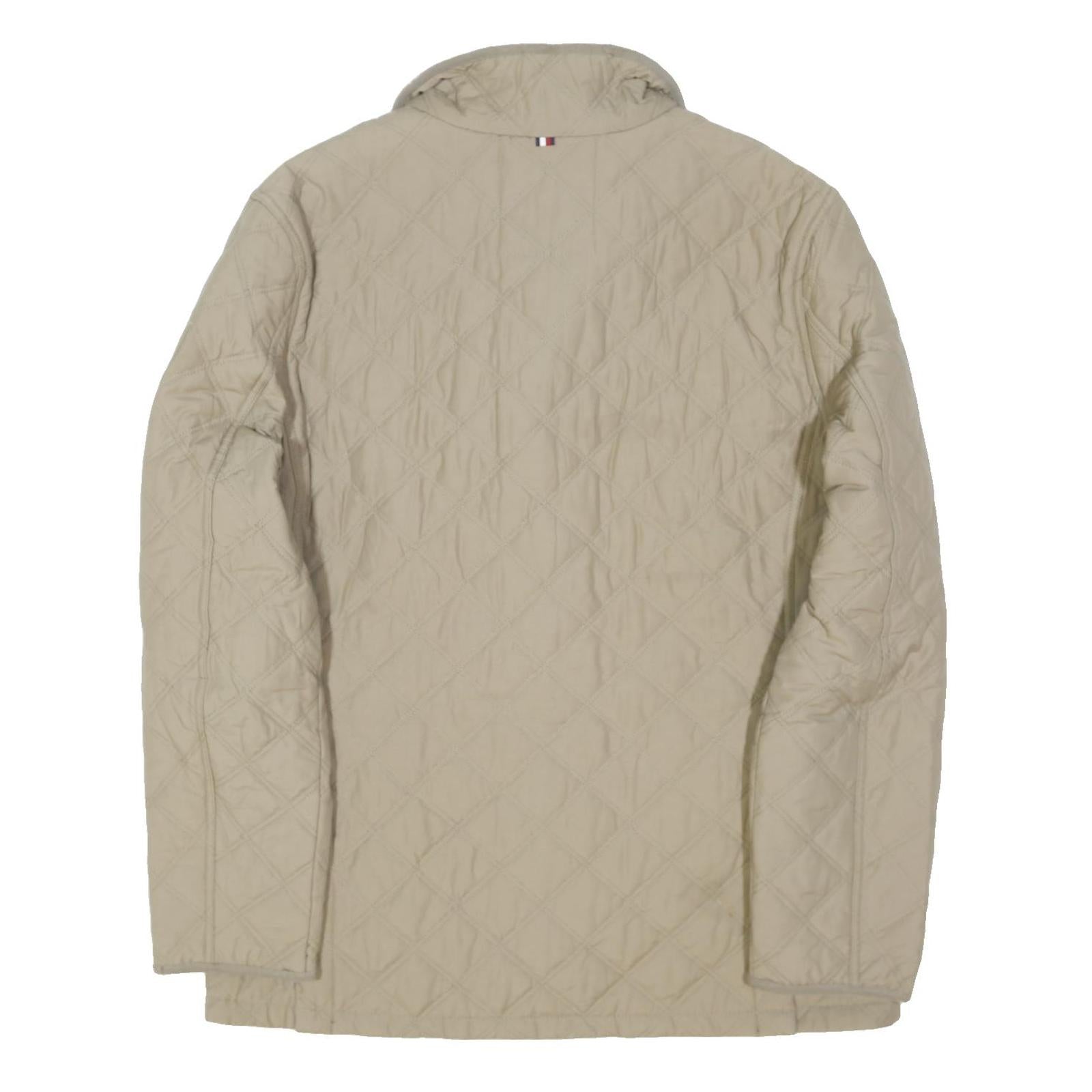 TOMMY HILFIGER Mens Beige XL Quilted Button Jacket Polyester Blend Classic
