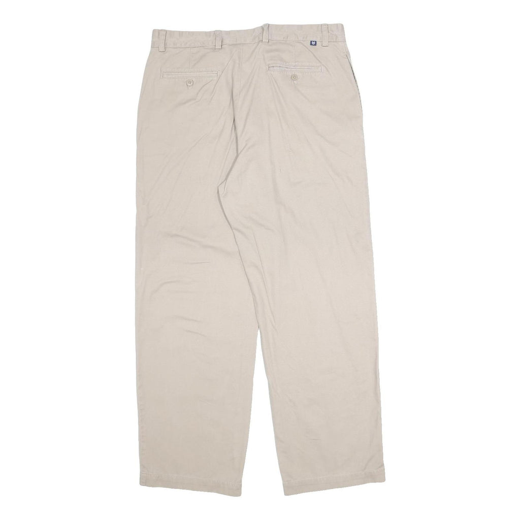 CHAPS Mens Cotton Beige Relaxed Straight Trousers W36 L32 Classic Zip Chino