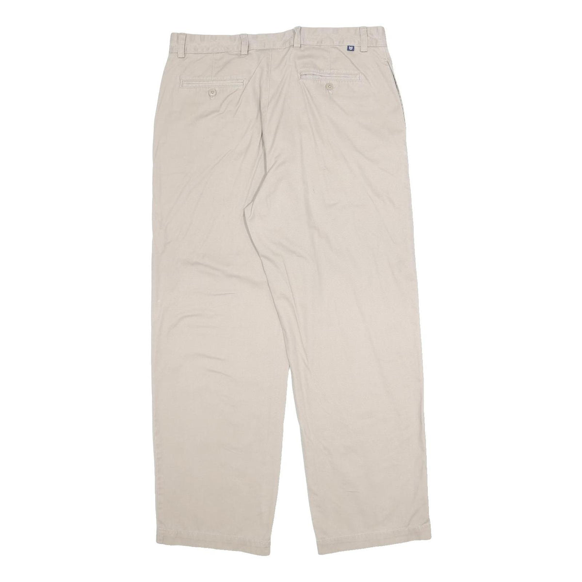 CHAPS Mens Cotton Beige Relaxed Straight Trousers W36 L32 Classic Zip Chino